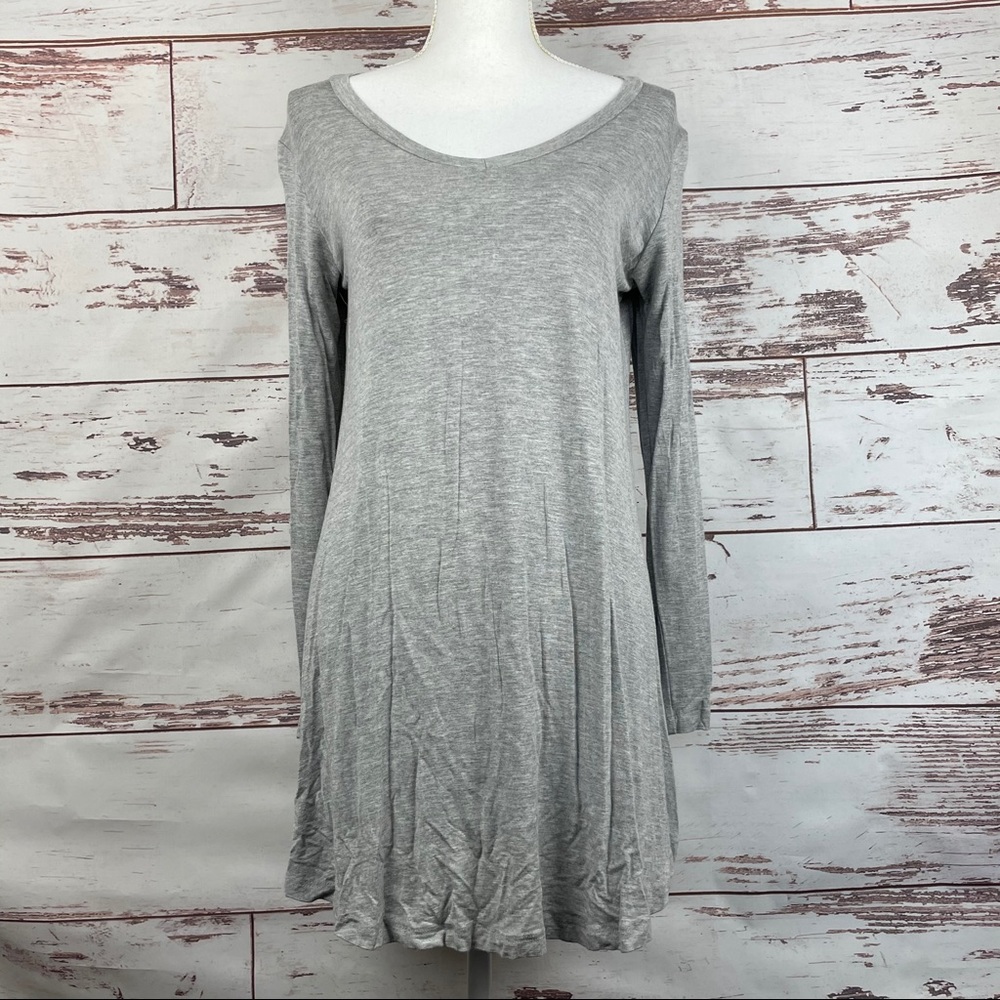 Popana Gray Stretch Tunic Top Size Large